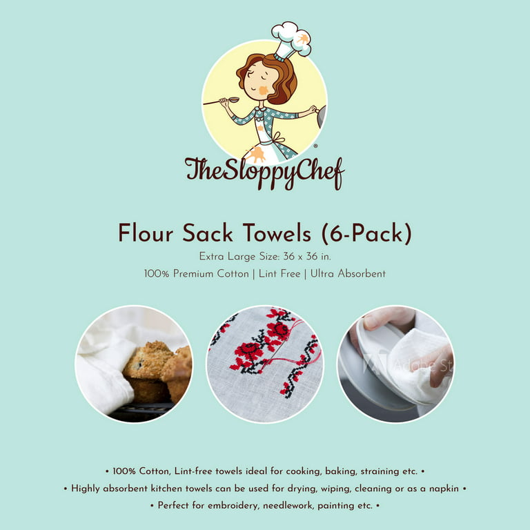 Flour Sack Tea Towels for Kitchen & Pantry, Oversized 20x30 inch with  Conversion, Bread & Baking Tools, Cute Dish Towels, 100 Percent Cotton  Kitchen