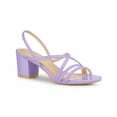 thumbnail image 1 of BLISSFUL STEP Women's Solid Color Strappy Slingback Block High Heels Sandals Purple 10, 1 of 7