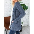 thumbnail image 5 of VISALY Long Cardigans Button Down Cardigans Womens Patchwork Cardigan Long Sleeve Open Front Knit Sweaters Coat Pockets Crochet Cardigan Baggy Cardigan Blue L, 5 of 9
