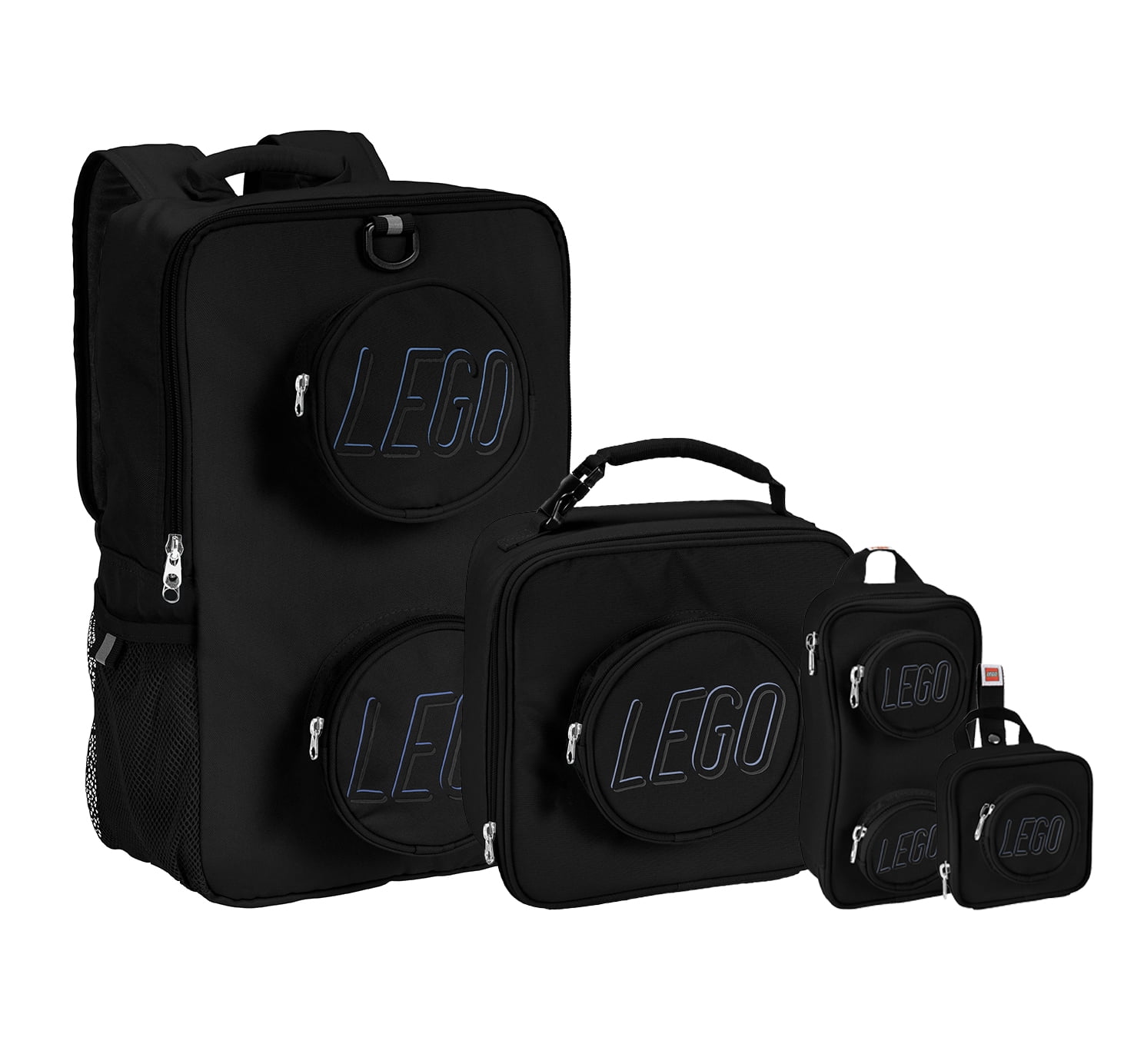 LEGO® Brick Backpack, Lunch, Mini Backpack & Pouch 4 Piece Set Black
