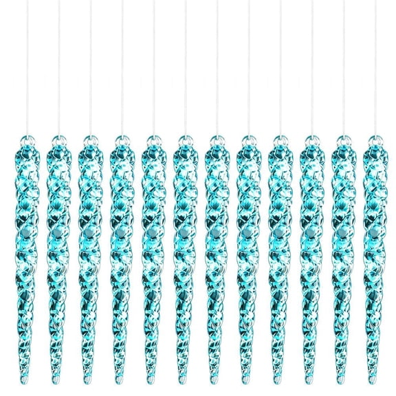 OADUKQ Acrylic Icicle Ornaments, Clear Acrylic Icicle Hanging Ornaments, Christmas Tree Decorations Winter, Blue, 6.42 X 0.71 in