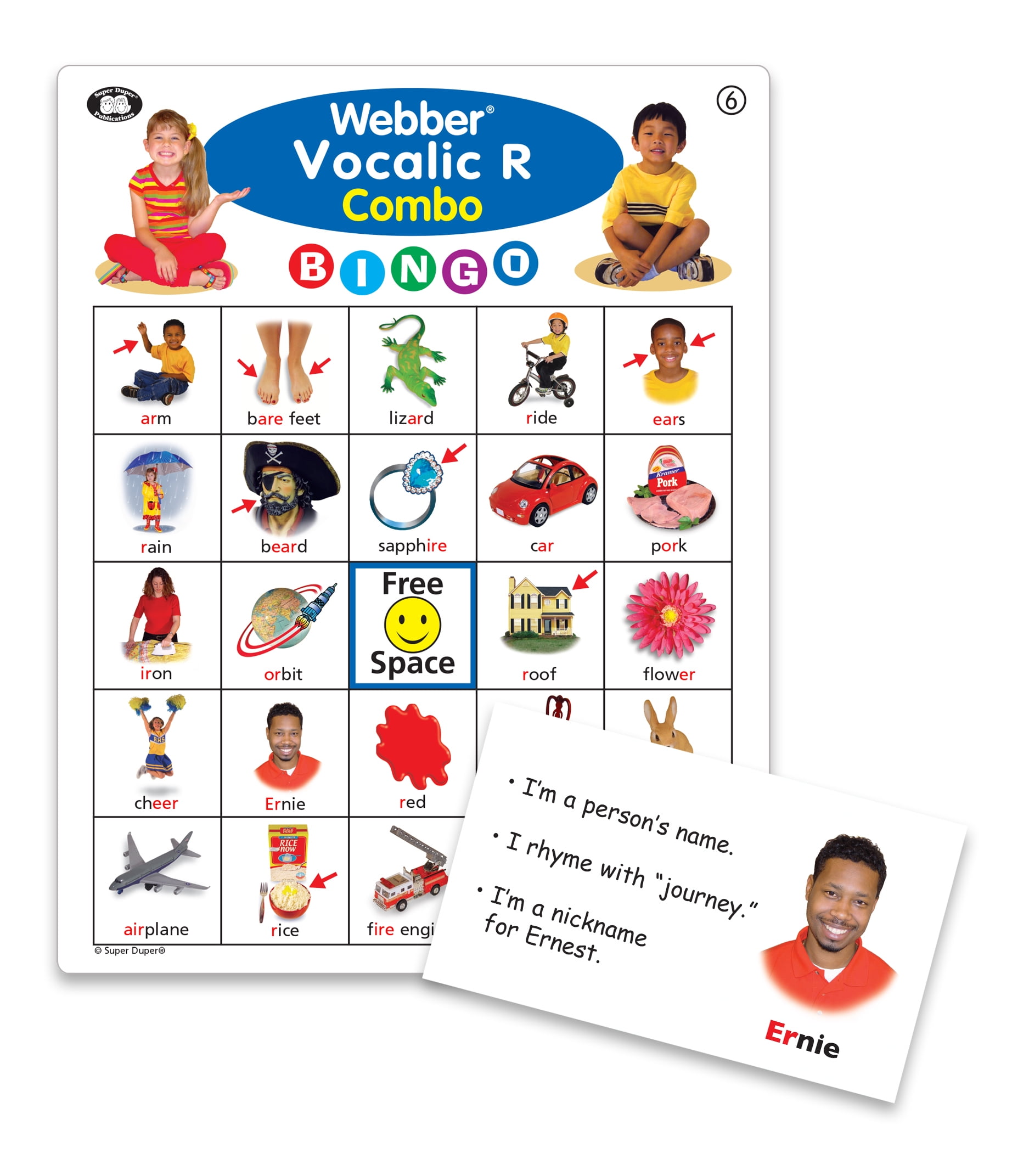 Super Duper Publications Webber Vocalic R Bingo Board Game Educational  Learning Resource for Children Articulation R Speech Therapy 