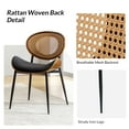 thumbnail image 6 of Rattan Dining Chairs Set of 6 Mid-Century Faux Leather Side Chairs Metal Legs Kitchen Restaurant Black, 6 of 7