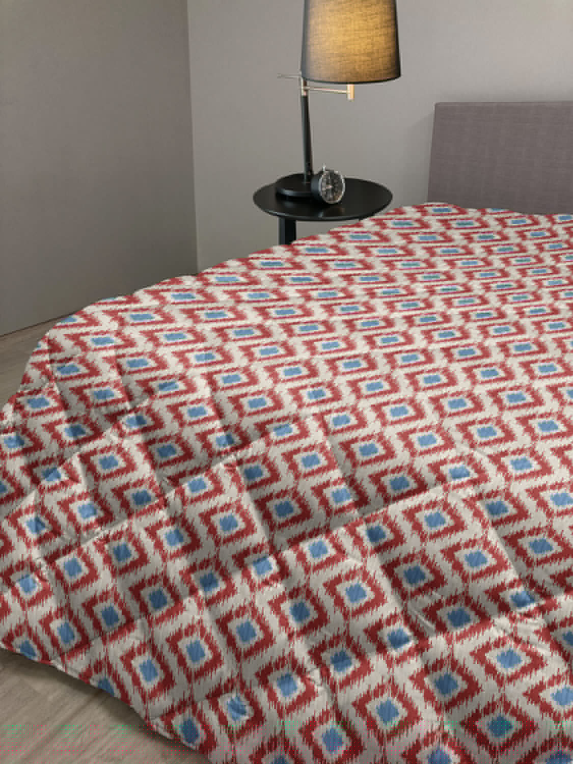 thumbnail image 2 of Ikat Down Alternative Comforter, Eastern Ornament in Blue Exotic Art Elements Curves Simple Design Print, Microfiber Quilt for All Season, 5 Sizes, Royal Blue and White, by Ambesonne, 2 of 3