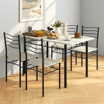 Costway 5 Piece Dining Table Set 29.5" with 4 Chairs Wood Metal Kitchen Breakfast Furniture Natural