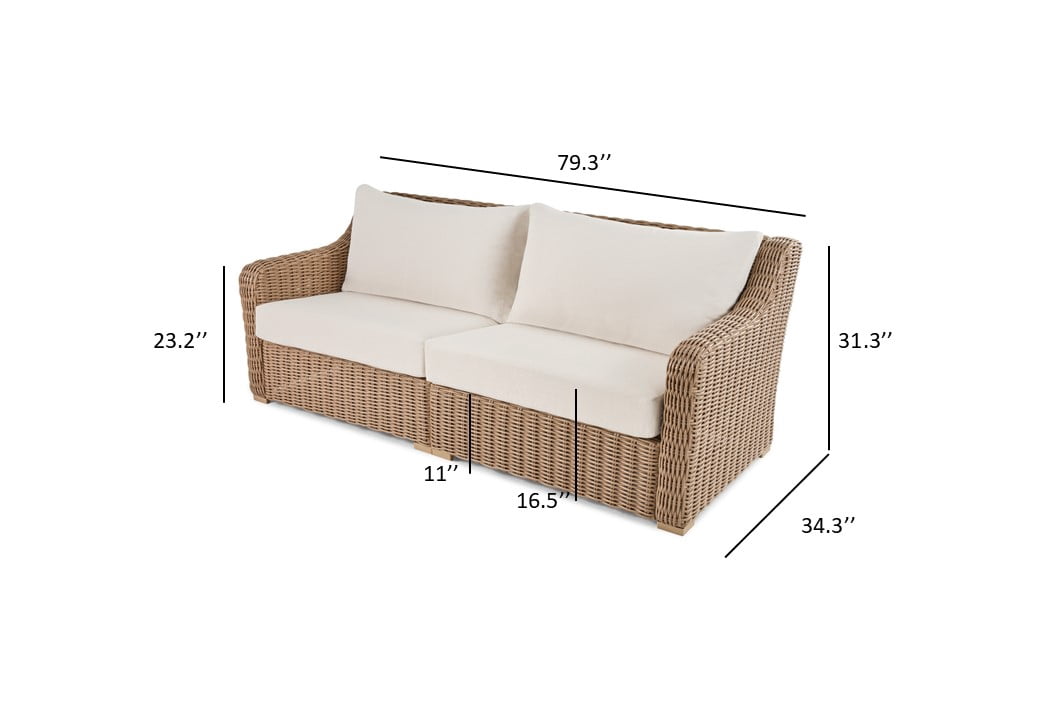 Better Homes & Gardens Bellamy Outdoor 1pc Sofa, Tan Wicker/Cream Cushion