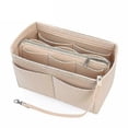 thumbnail image 3 of Felt Purse Insert Organizer Portable Cosmetic Bag Fit For Handbag Tote Various Bag Tw,S,Black, 3 of 5