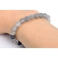 thumbnail image 3 of Natural Gray Crystal Quartz 8mm Round Shape Smooth Cut Beads Stretchable Bracelet for Men & Women., 3 of 3
