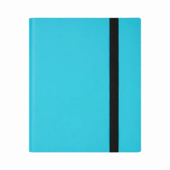 Plastic Portfolio Binder Blue Teal 9-Pocket 360 Card Capacity with Elastic Strap