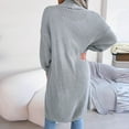 thumbnail image 7 of Ozmmyan Women's Fashion Autumn Winter Solid Lapel-Neck Long Cardigan Sweater Coat, 7 of 7