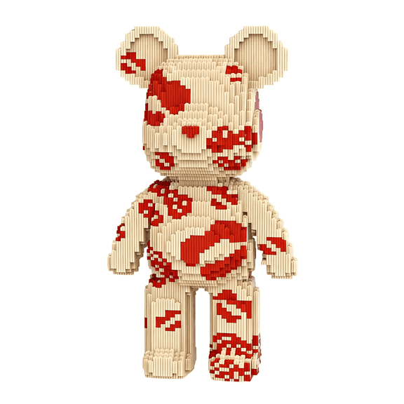 Kiss Love Bear Building Blocks Set, Cute Bear Decor with Storage Drawer, Gift for Birthdays, Decorative Home Office Table Centerpiece Decor