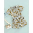 thumbnail image 3 of Genuiskids Baby Infant Girl Boy Clothes Set Toddler Round Neck Tiger Pattern Print Short Sleeve T-shirt Elastic Waist Tie Up Shorts Summer Outfits, 3 of 9