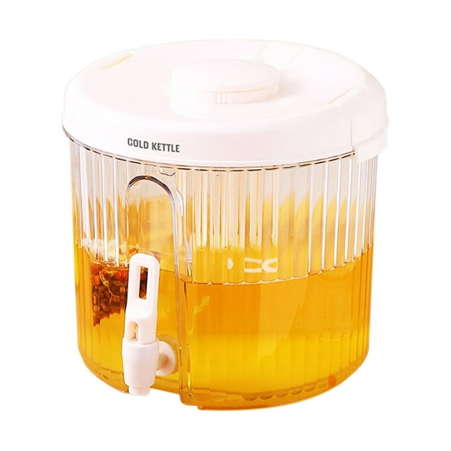 EGNMCR Kitchen Gadgets, 4L Large Capacity Plastic Beverage Dispenser, Drink Dispenser With Tap Ice Lemonade Container With Lid, Fruit Teapot Lemonade Milk Bucket Drink Container cold kettle