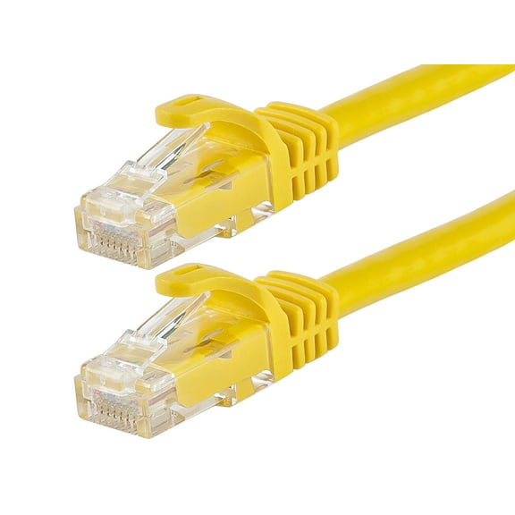 Monoprice Cat5e Ethernet Patch Cable - 10 Feet - Yellow | Network Internet Cord - RJ45, Stranded, 350Mhz, UTP, Pure Bare Copper Wire, 24AWG - Flexboot Series