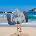 thumbnail image 5 of Wolf in Misty Back Hooded Beach Towel Kids Bath Towels Quick Dry for Pool Swiming 50" x 23.5" Microfiber Soft Bathrobe, 5 of 7