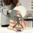 thumbnail image 3 of Colored Bull Skull Tea Towels 4 Pack Vintage American Flag Kitchen Dish Cloth with Hanging Loop, 18"x28" Lint-Free Absorbent Towel for Kitchen Drying Wiping and Cleaning, 3 of 7
