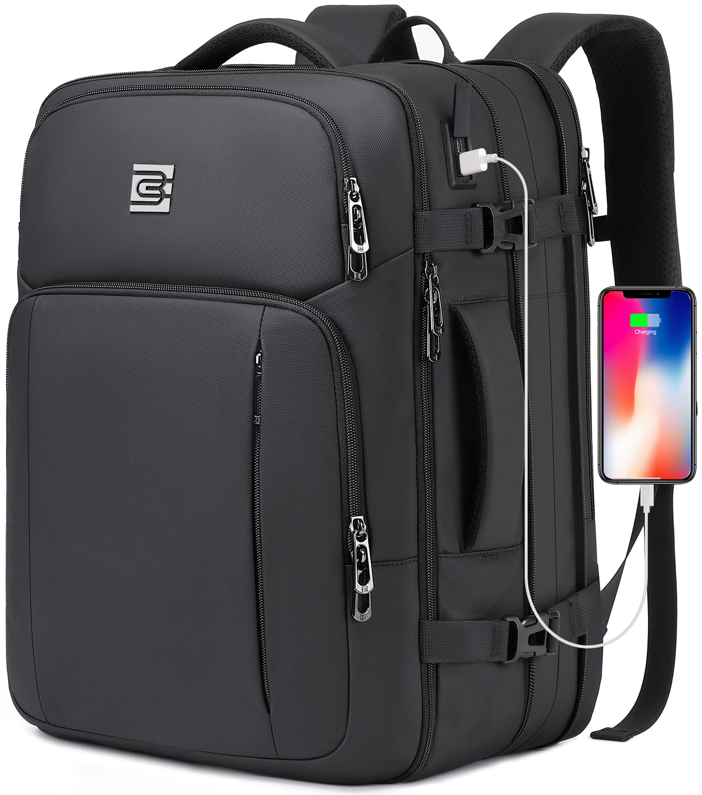 UKEIN Travel Backpack for Adults with USB Charging Port 36L Expandable Carry on Backpack Water-resistant Business Travel Backpack for Men