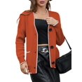 thumbnail image 2 of Women'S Color Block Long Sleeves Sweater Fall Button Down Casual Coatigan Soft Knit Coat with Pocket Orange-Red S, 2 of 8