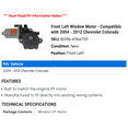 thumbnail image 2 of Front Left Window Motor - Compatible with 2004 - 2012 Chevy Colorado 2005 2006 2007 2008 2009 2010 2011, 2 of 2