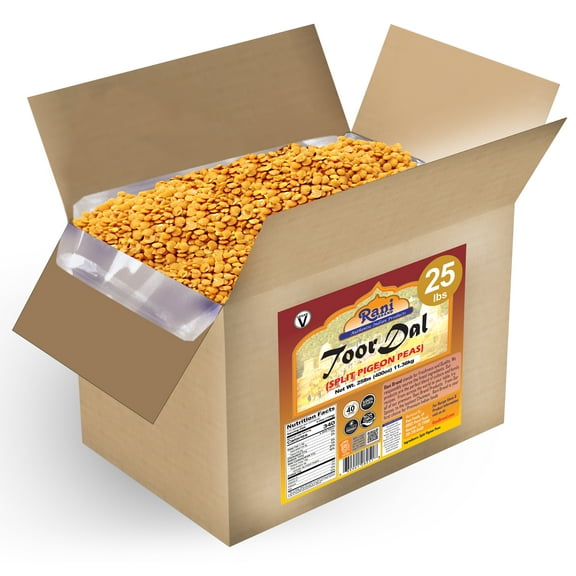 Rani Toor Dal (Split Pigeon Peas) 400oz (25lbs) 11.36kg Bulk Box ~ All Natural | Gluten Friendly | NON-GMO | Vegan | Indian Origin