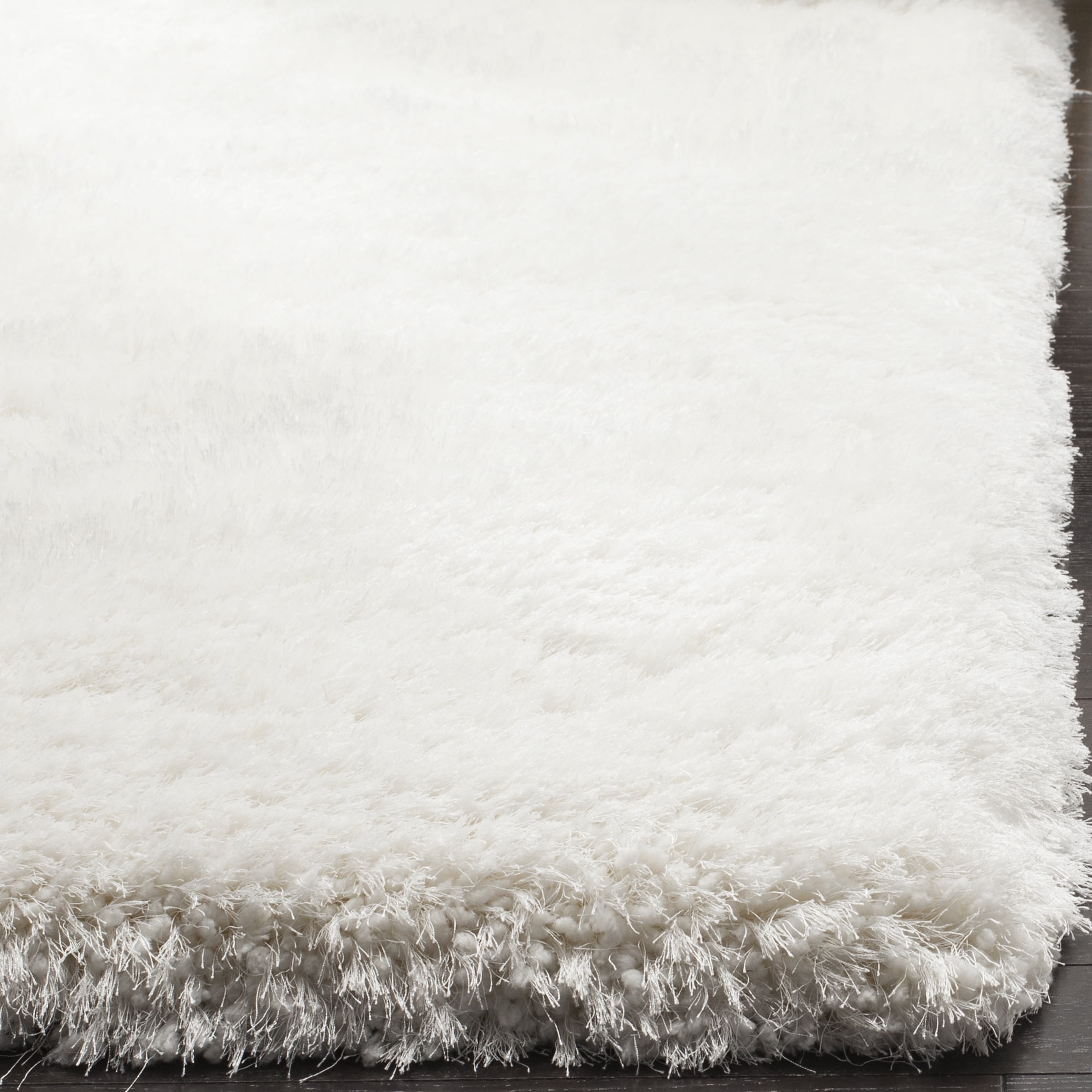 SAFAVIEH Luxe Paxton Solid Plush Polyester Shag Area Rug, Ivory, 5' x 8'