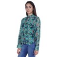 thumbnail image 2 of Moomaya Full Sleeve Sheer Top For Women Formal Shirt Printed Tunic, 2 of 9