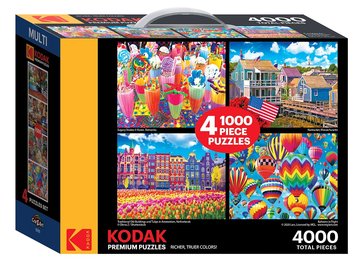 Kodak 1000 Piece Adult Jigsaw Puzzle 4 Pack, 4000 Total Pieces