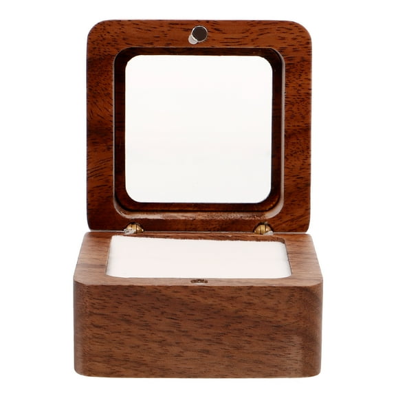 WSTEER Solid Wood Ring Box Engagement Ring Case Wedding Ring Holder Small Wood Box for Jewelry