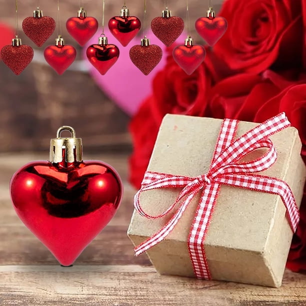 Decoración del hogar, decoración de la habitación, decoración de la pared 12 piezas de decoraciones de San Valentín Adornos en forma de corazón Regalos románticos del día de San Valentín Colgante de a