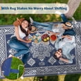 thumbnail image 6 of Garvee 9'x12' Outdoor Rug Boho Classic Outdoor Carpet, Reversible Plastic Outdoor Area Rugs Waterproof Straw Patio Rug RV Camping Mat for Deck, Porch, Beach, Backyard, Dark Blue, 6 of 7