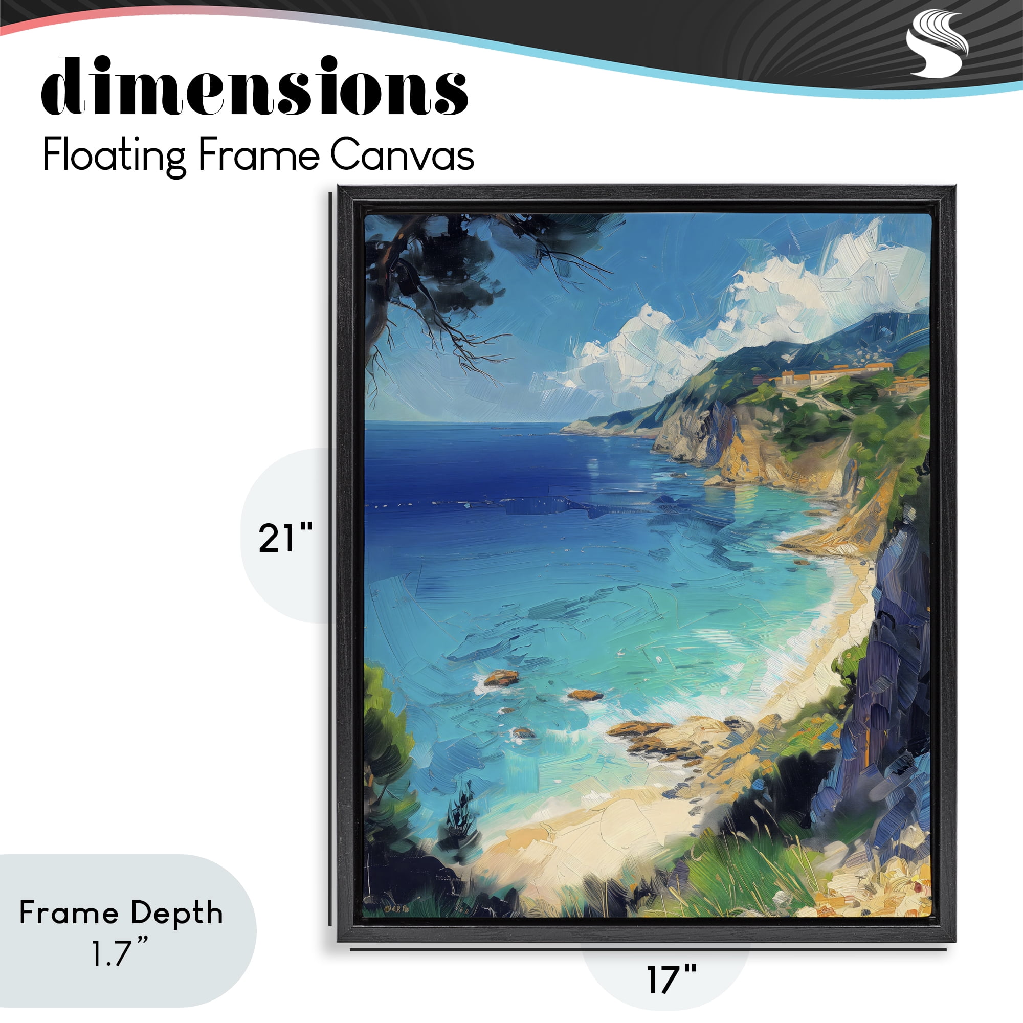 Stupell Industries View of Ocean Retreat Black Framed Floater Canvas Wall Art, design by Creative Studio
