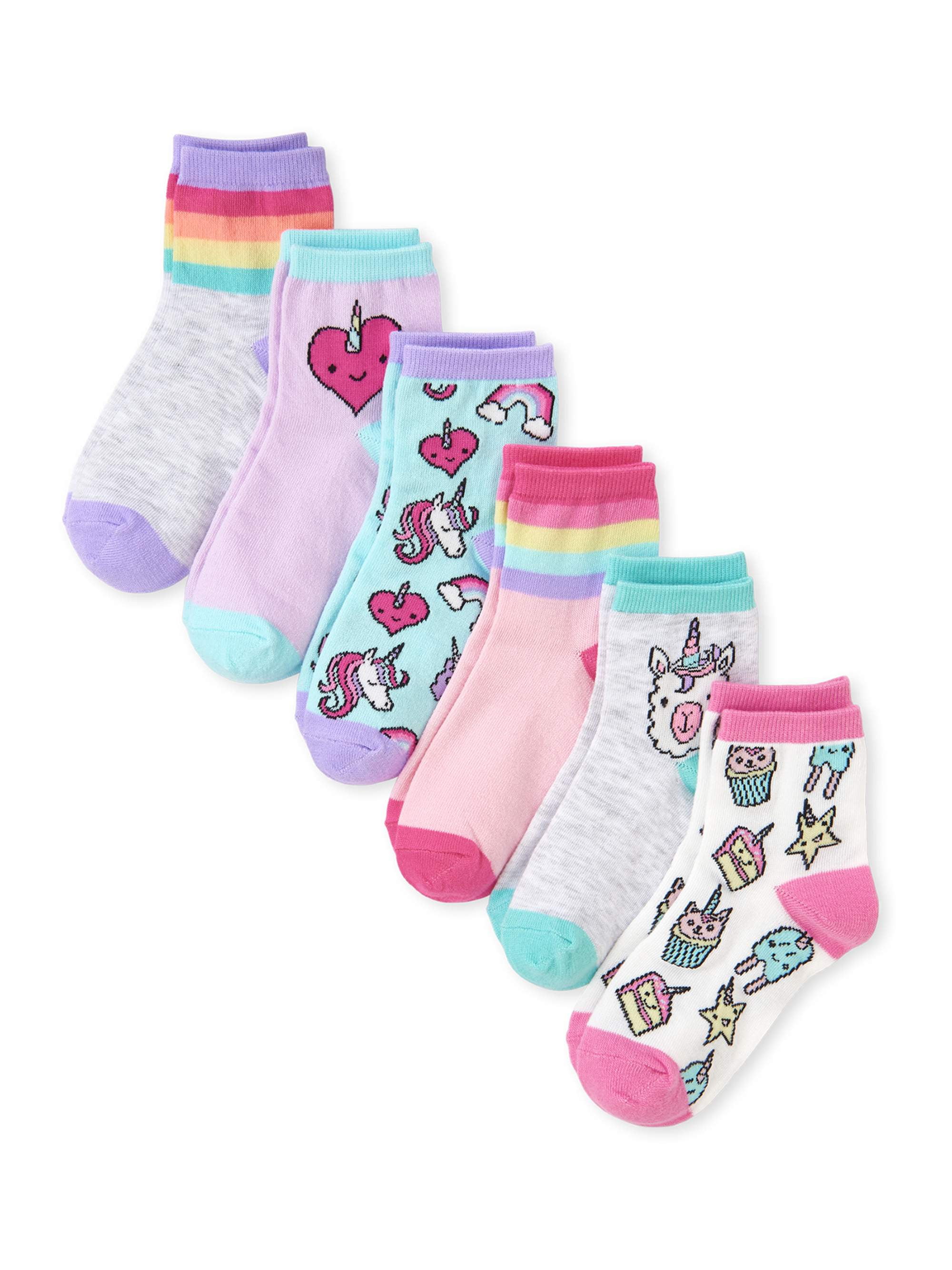 The Children's Place, Big Girls 6 Pack Sweets Graphic Midi Sock Set