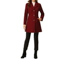 thumbnail image 2 of MODA NOVA Juniors Single Breasted Notched Lapel Long Sleeve Long Overcoat Red M, 2 of 5