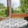 thumbnail image 2 of Ambesonne Floral Fitted Round Tablecloth, Achromatic Colors of Flowers, 45"- 56" Diameter, White Grey, 2 of 5