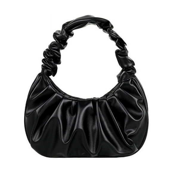 Jinsinto Versatile Shoulder Bag, Fashionable Pleated Cloud Bag, Black