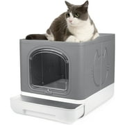 Covered Cat Litter Box for Indoor Cats, Anti-Splashing Large Enclosed Litter Box with Lid Top Side Entry Deep Drawer Kitty Litter Pan with Scoop Easy Cleaning