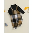 thumbnail image 3 of Suealasg Baby Boy Girl Overall Romper Long Sleeve Turtle Neck Button Up Plaid Overalls One-Piece Jumpsuit Clothes, 3 of 7