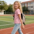 thumbnail image 6 of THDHVS Girls T Shirts,Ice Silk Ruffle Trim Round Neck Short Sleeve T-shirt Soft Breathable Casual Daily Wear for Girls,Shirts for Girls Pink 6-7 Years, 6 of 10