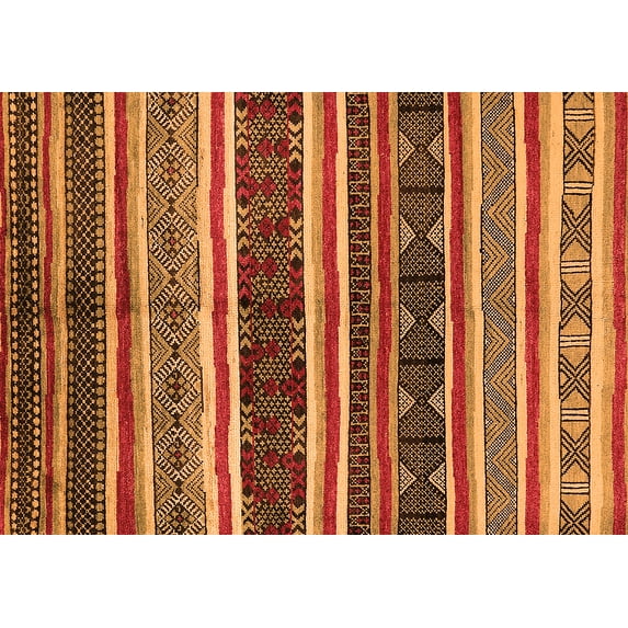 Ahgly Company Indoor Rectangle Oriental Orange Industrial Area Rugs, 6' x 9'