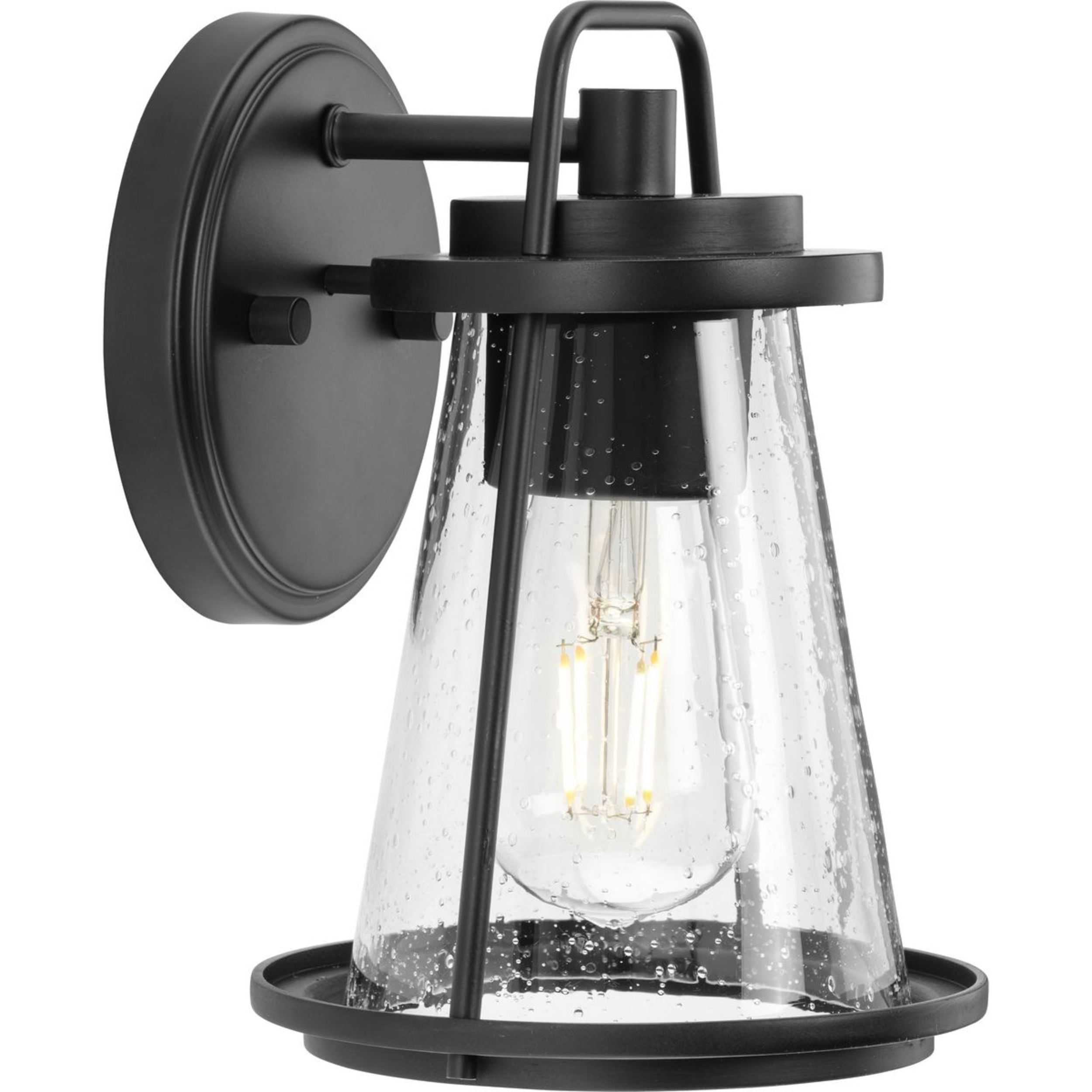 (2 pack) Avec Clifford Collection Modern Craftsman Matte Black Outdoor Wall Lantern with Clear Glass Shade