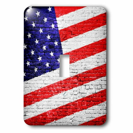 3dRose American Flag Urban Art - patriotic American flag on brick wall, 2 Plug Outlet (Best Wall Plugs For Brick)