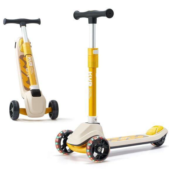 KUB Kids Scooter with 3 LED Lighted Wheels, Any Height Adjustable Handlebar & Lean-to-Steer for Ages 3-12