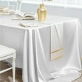 thumbnail image 5 of Holloyiver Satin Tablecloth 102 x 58 Inch Overlay Satin Table Cover Rectangle Bright Silk Tablecloth Smooth Fabric Table Decoration for Wedding Banquet Party Events, Ivory, 5 of 6