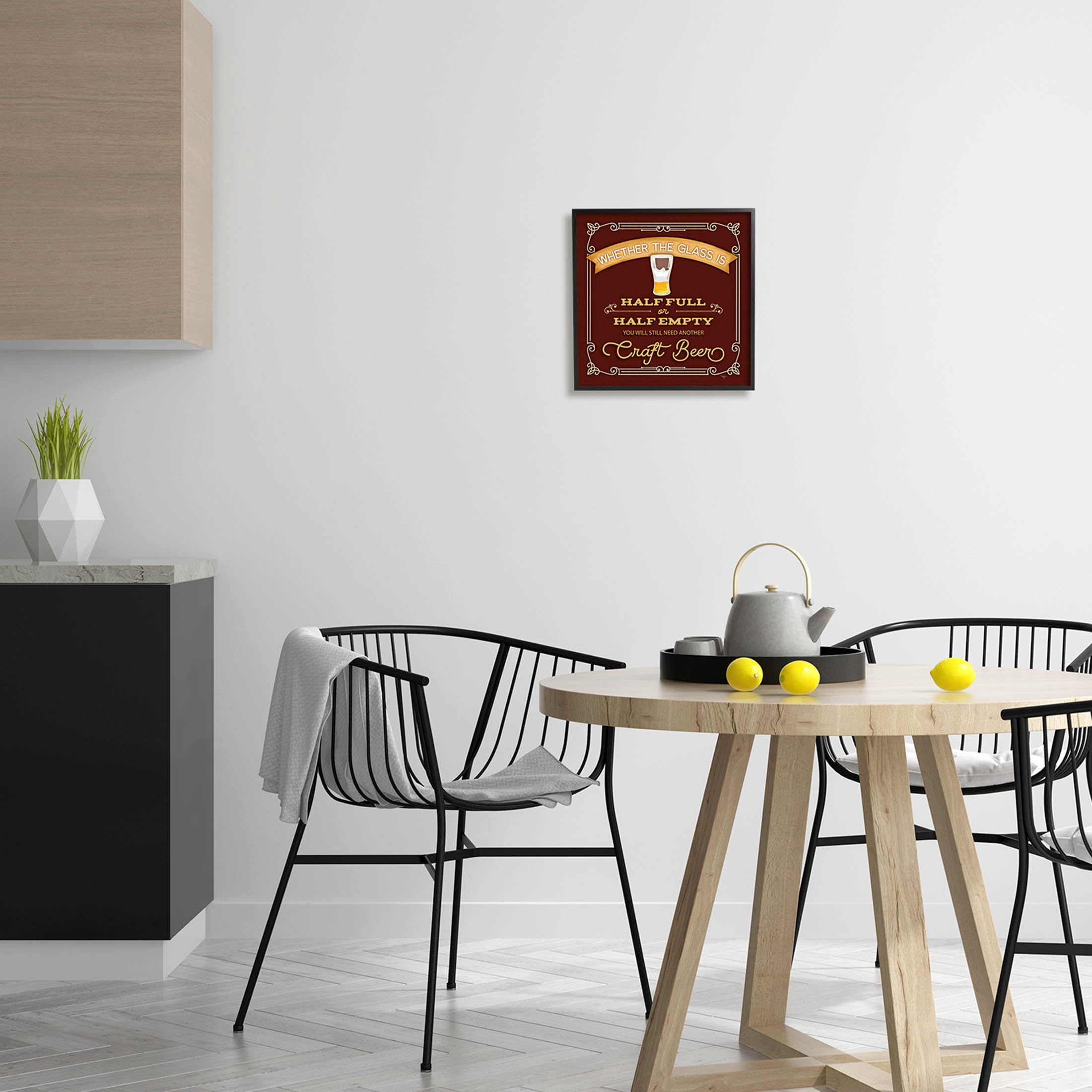 Half Full Or Empty Craft Beer Food & Beverage Graphic Art Black Framed Art Print Wall Art
