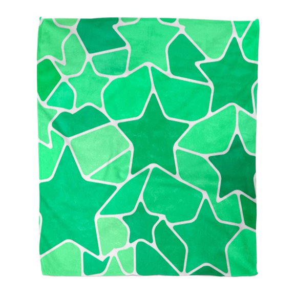 ASHLEIGH 58x80 inch Super Soft Throw Blanket Colorful Beautiful Abstract Stained Glass Mosaic Teal Stars Green Block Chaos Color Home Decorative Flannel Velvet Plush Blanket