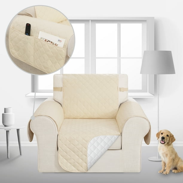 Deconovo Funda de sofá resistente al agua, 1 unidad, beige, 53 cm de ancho x 190 cm de largo, protector de muebles para mascotas y niños