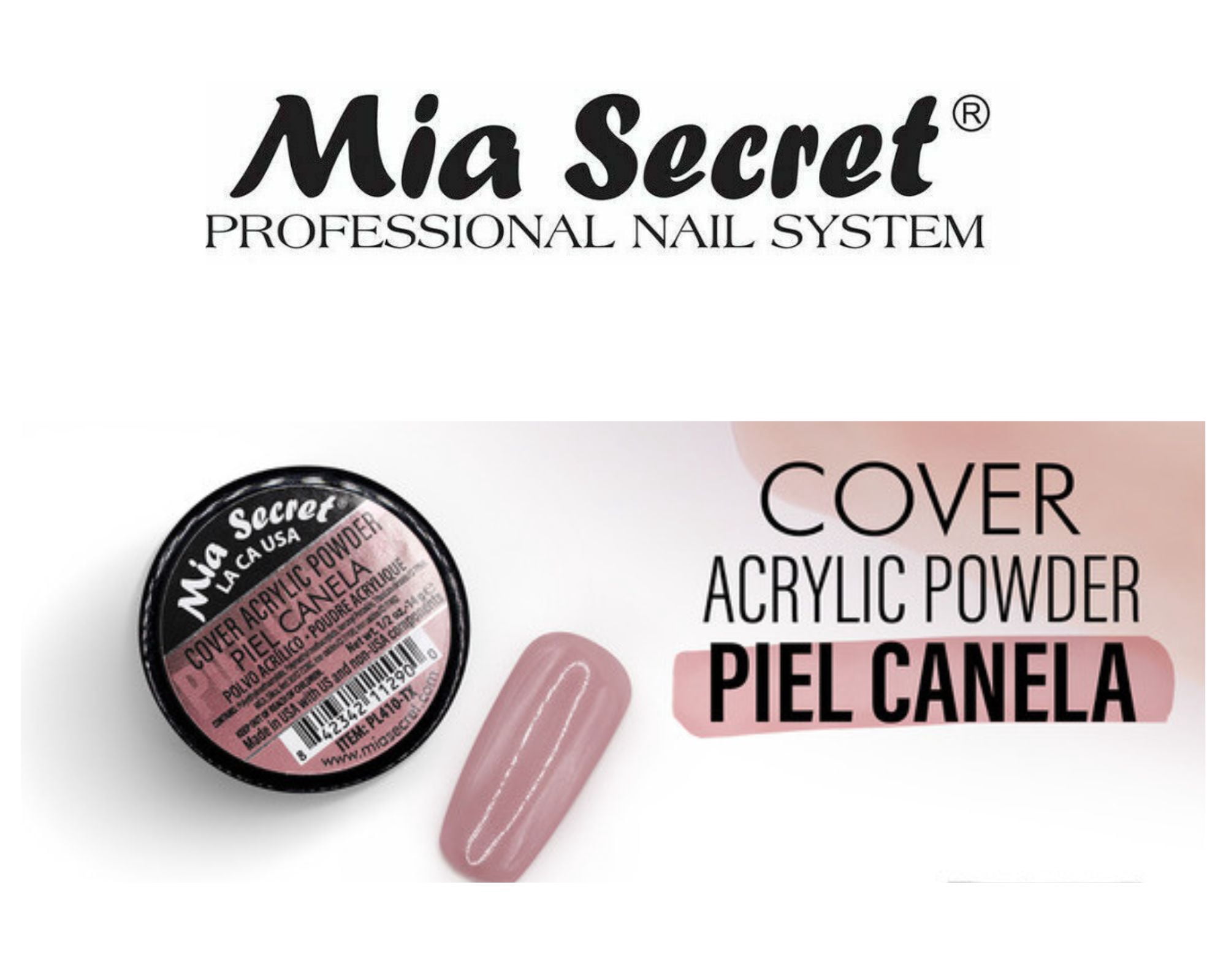 Mia Secret - Liquid Monomer 1oz + (Cover Acrylic Powder White Peony + Cover Acrylic Powder Piel Canela) 0.5 oz - COMBO
