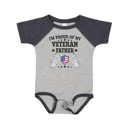 

Inktastic I m Proud of My Veteran Father with Shield Gift Baby Boy or Baby Girl Bodysuit