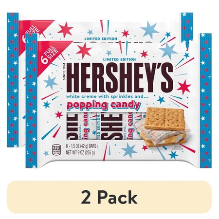 (2 pack) Hershey's White Creme with Sprinkles and Popping Candy Candy, Bars 1.5 oz, 6 Count
