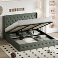 thumbnail image 5 of Einfach King Size Lift up Platform Storage Bed Frame with Fabric Upholstered Wingback Button Tufted Headboard, Dark Gray, 5 of 12